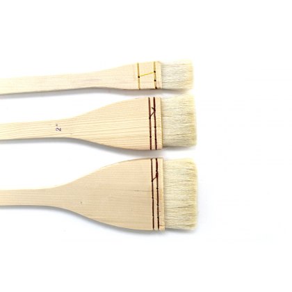Set Of Three Flat Hake Pottery Brushes 25mm 50mm 75mm