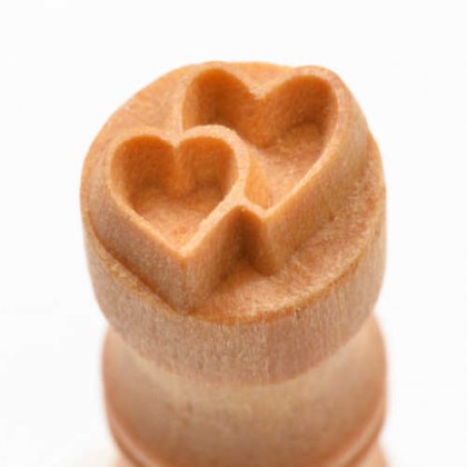 Small Double Heart Circle Debossed MKM Stamp